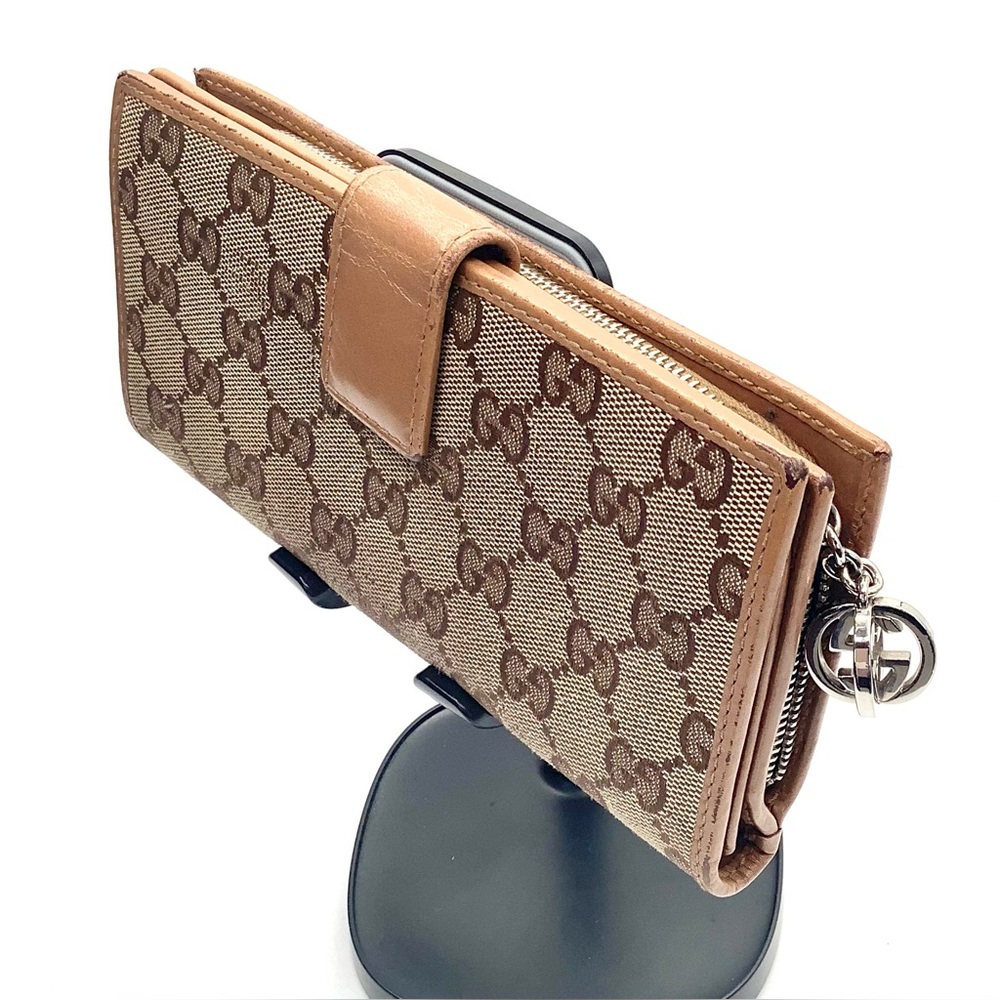 GUCCI Long Wallet with G Charm GG Canvas Leather in Beige - Picture 2 of 13